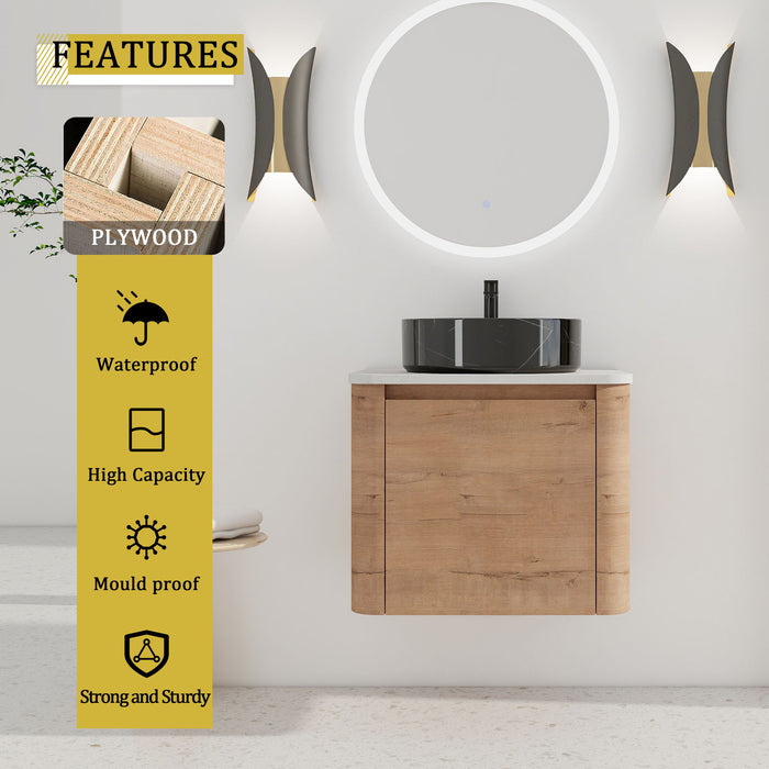Wall Mounted Bathroom Vanity With Art Sink & 1 Soft Close Door Home Essentials