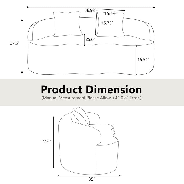 Curved Loveseat Sofa With Round Armrest Home Essentials