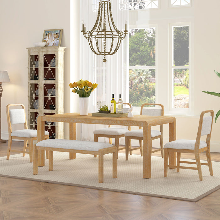 Extendable Dining Table Set With 4 Upholstered Chairs And 1 Bench Hearth and Haven