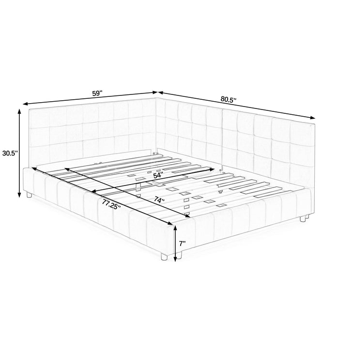 Storage Elegant Upholstered Tufted Bed Frame With Backrest And Armrests Home Essentials