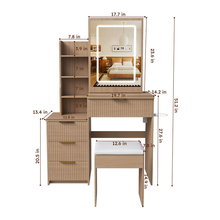 Modern Vanity Desk With 3 LED Lighting Modes, 4 Drawers Home Essentials