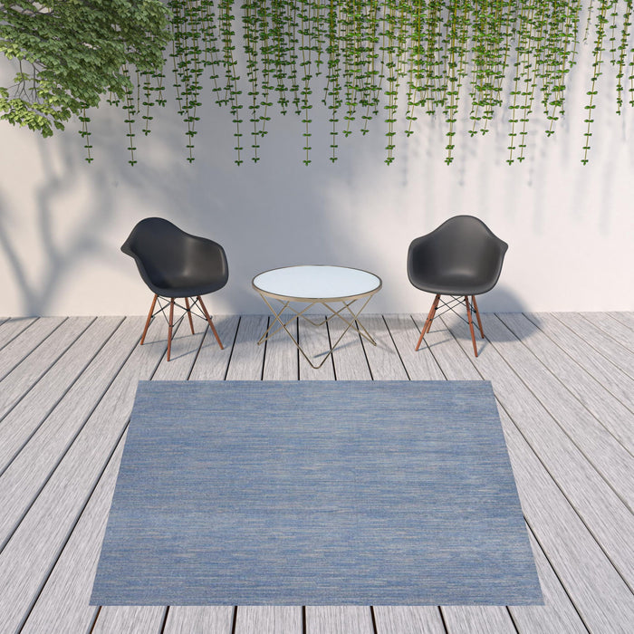 9' X 9' Square Striped Non Skid Indoor / Outdoor Area Rug - Blue / Gray