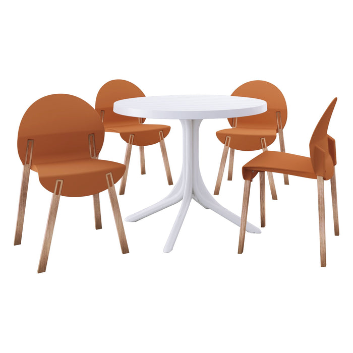 4 Piece Set Of Single Chairs, Traditional Elements With Round Table Home Essentials