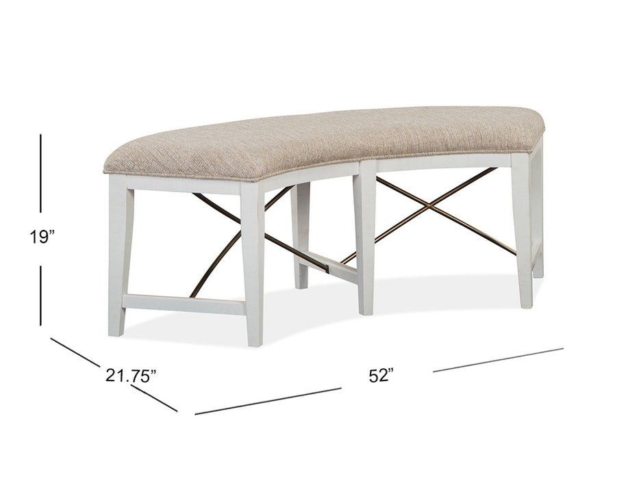 Heron Cove - Curved Bench With Upholstered Seat - Chalk White Magnussen Furniture
