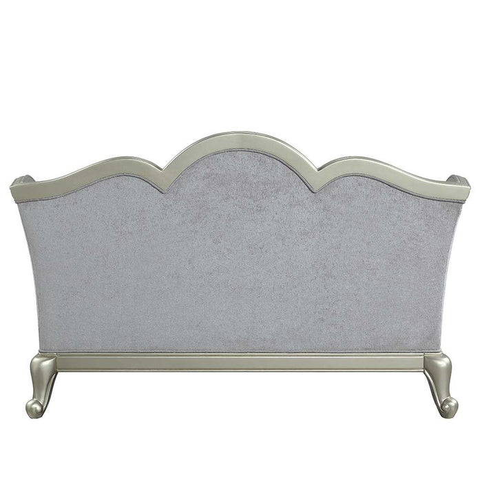 Qunsia - Loveseat With 4 Pillows - Light Gray Linen & Champagne ACME