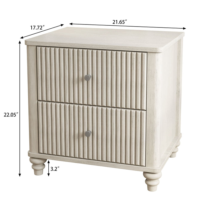 Fluted Nightstand With 3 Drawers Home Essentials