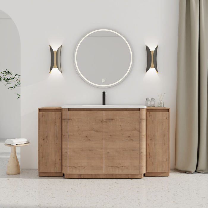 Freestanding Bathroom Vanity With Sink, 2 Small Storage Cabinets, Soft Close Doors Home Essentials