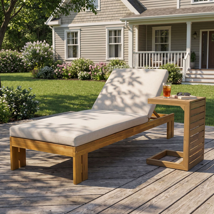Outdoor Chaise Lounge Set & Side Table, 5 Position Adjustable Patio Recliner Noble House