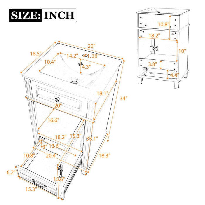 Bathroom Vanity With Sink, Drawer & Soft Closing Door Hearth and Haven