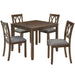 5 Piece Dining Table Set With 4 Chairs - Walnut Home Essentials