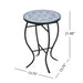 Outdoor Round Side Table With Mosaic Style Top And Curved Iron Legs Noble House