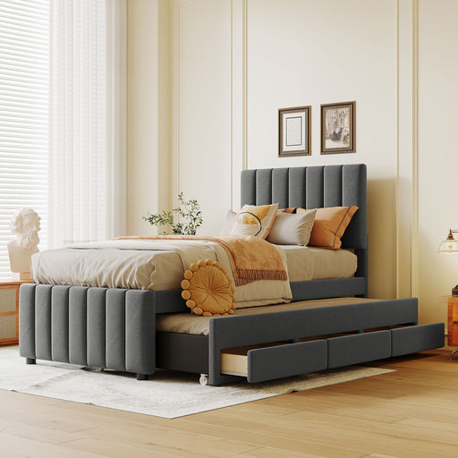 Upholstered Design Platform Bed With Trundle Halcyon Home