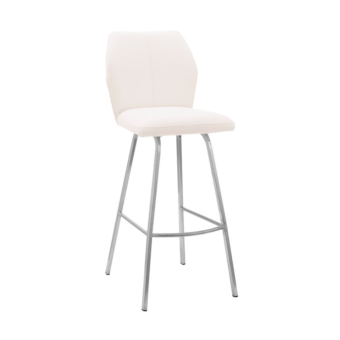 Bar Height Bar Chair - White / Silver