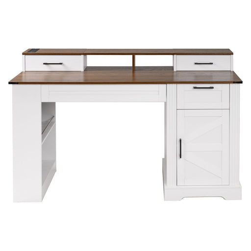 Office Desk With Storage Cabinet, Charging Station, Monitor Stand & Pegboard Home Essentials