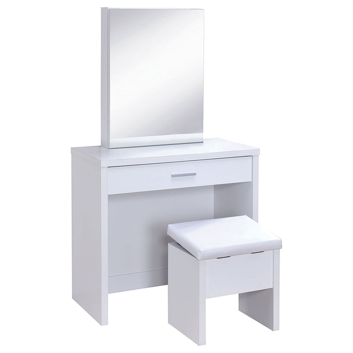 Walsh - Makeup Vanity Table With Mirror And Stool - White Furniture Max