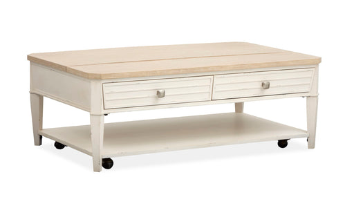 Echo Isles - Lift Top Storage Cocktail Table With Casters - Sea Pearl And Driftwood Magnussen Furniture