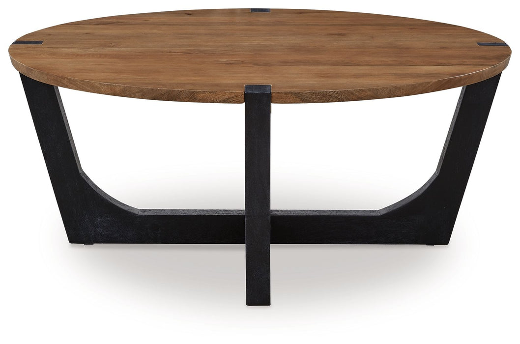 Hanneforth - Round Cocktail Table - Brown Signature Design by Ashley®