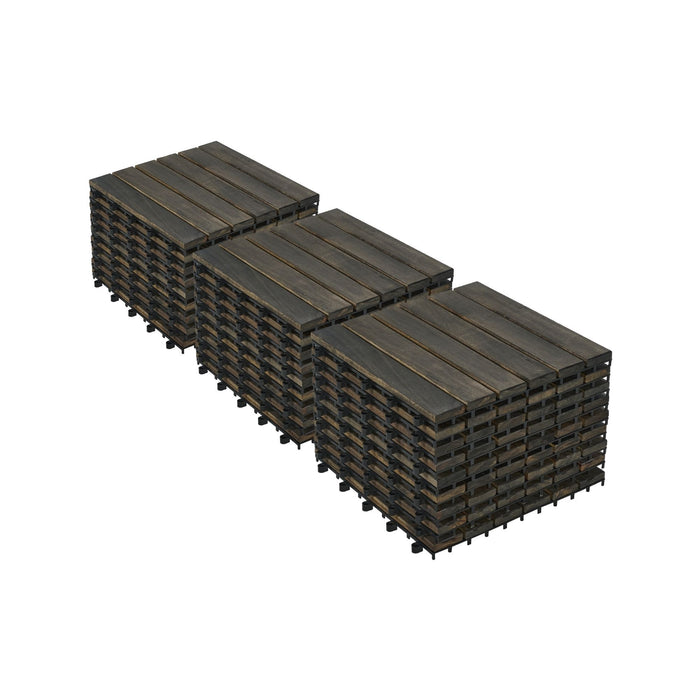 Acacia Hardwood Interlocking Deck Tiles, Striped Pattern
