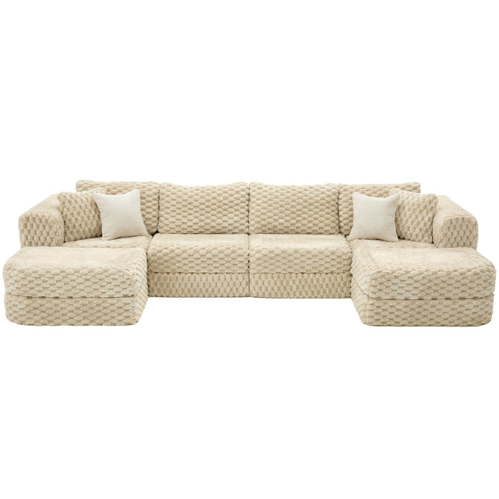 Modular Sectional Sofa, Boneless Couch With 2 Movable Ottomans Hearth and Haven