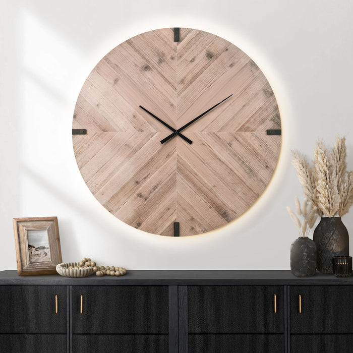 Wall Clock, Round, Large Oversized - Brown 8th Street