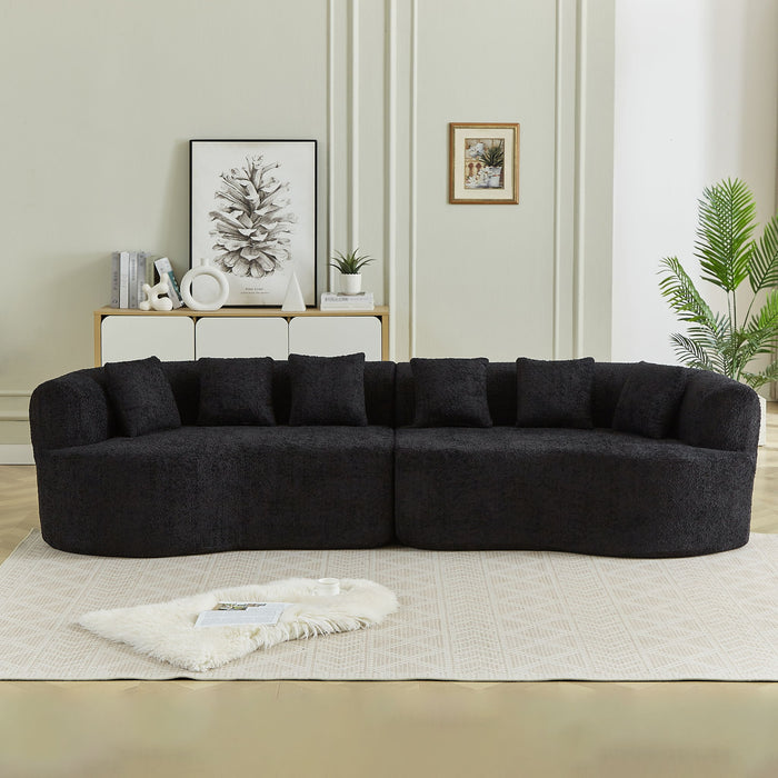 Curved Sectional Sofa With 6 Pillows Home Essentials