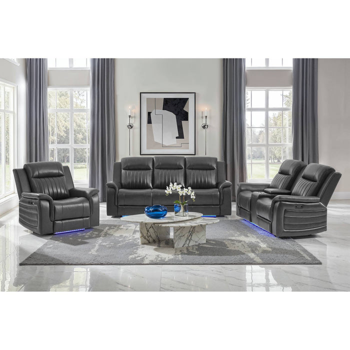 Ian - Power Recliner With Welt And LED Lighting - Charcoal Global Furniture USA