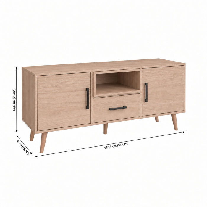 TV Stand For TVs Up To 60" With 2 Doors, 1 Drawer And 1 Open Shelf - Walnut Home Essentials
