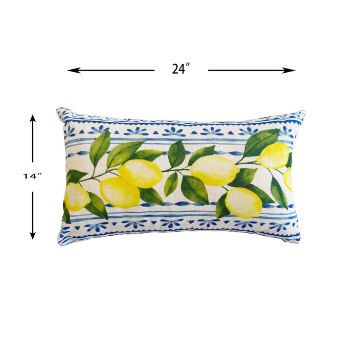 Summer Fresh Lemon Lumbar Outdoor Pillows - Multi Daily Nest