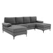 U - Shape Sectional With Legs, Pillow Top Arms - Dark Gray Home Essentials
