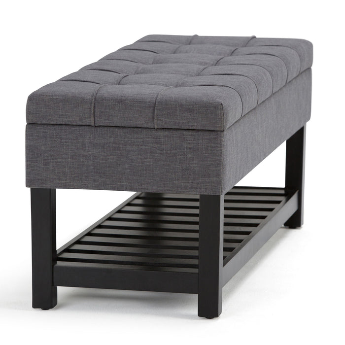 Saxon - Upholstered Transitional Storage Ottoman Bench Simpli-Home