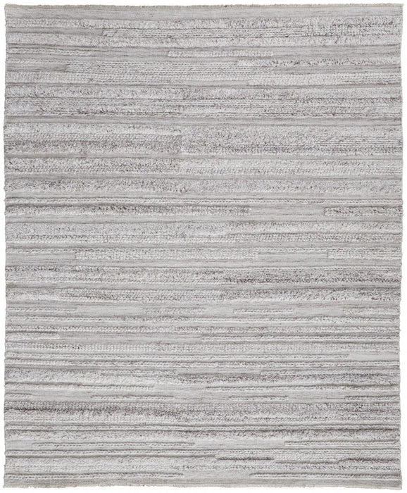 Striped Hand Woven Stain Resistant Area Rug - Ivory And Taupe - 10' X 14'