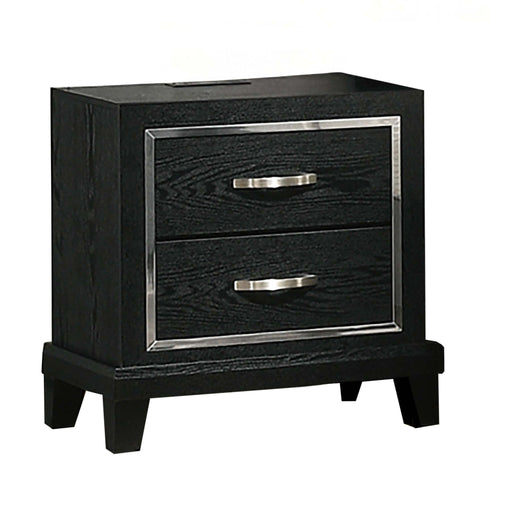 Nightstand With USB Port, Tapered Legs - Black Home Essentials