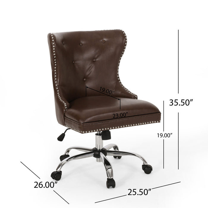 Swivel Lift Office Chair - Dark Brown