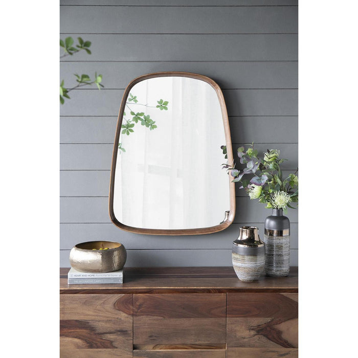 37" Abstract Framed Accent Mirror - Brown