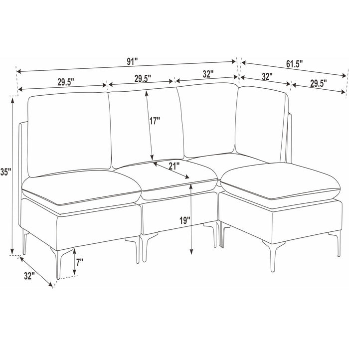 Upholstered Modular Sectional With Tall Legs, Medium Firm Seat Home Essentials
