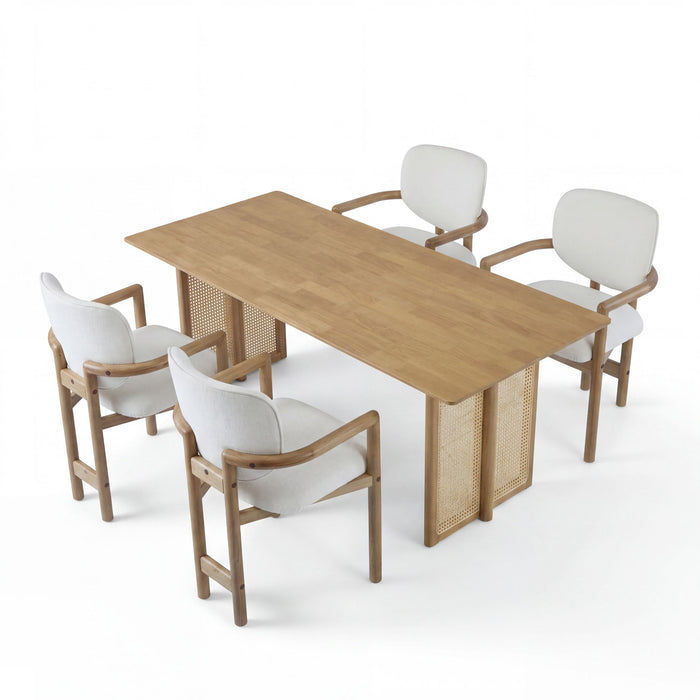 5 Piece Indoor Dining Set, Table & 4 Chairs Noble House