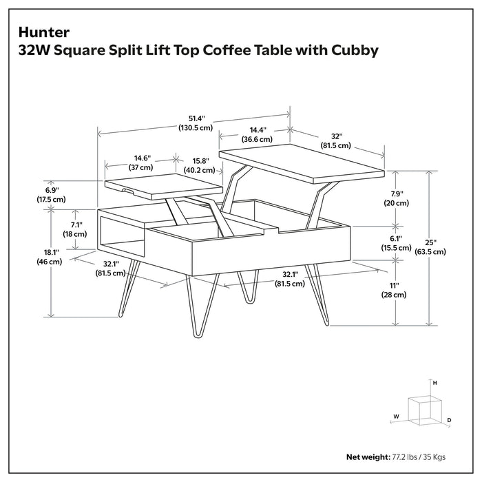 Hunter - Handcrafted Lift Top Coffee Table Simpli-Home