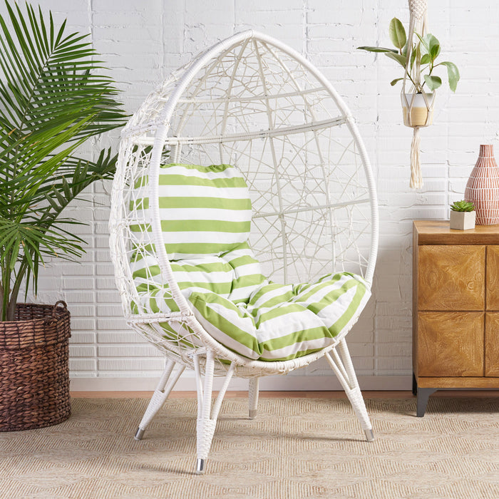 Gianni Teardrop Chair - White / Green
