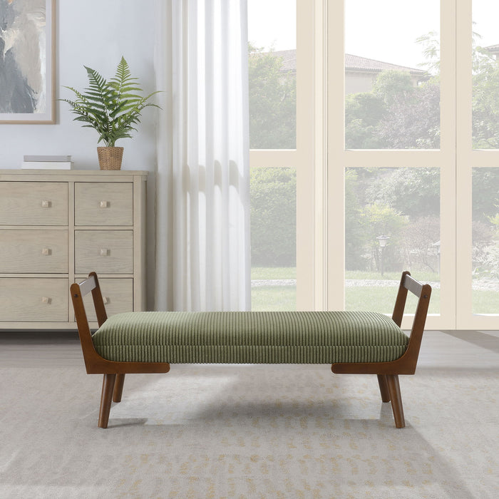 Mid-Century Bench With Wood Legs Home Essentials