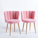 Modern Dining Chair (Set of 2) With Iron Tube Wood Color Legs, Shorthair Cushions And Comfortable Backrest, Suitable For Dining Room, Living Room, Cafe, Simple Structure Home Essentials