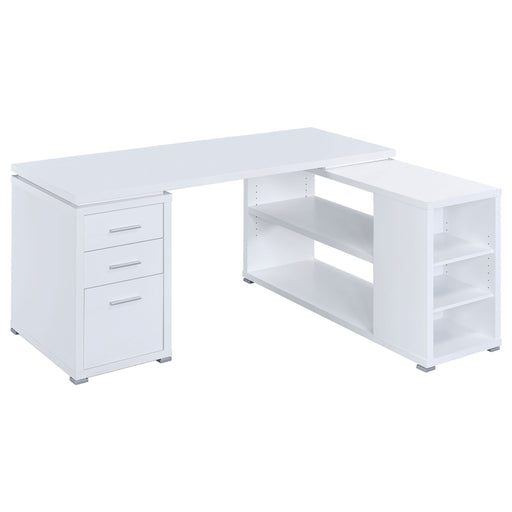 Tona - L-Shape Computer Desk With 3 Drawers And 5 Shelves Furniture Max