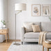 Serene - Floor Lamp With Rotary Switch Base Linen Shade - Brushed Nickel / White Ashcroft Furniture