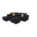 Upholstered Sectional With 2 Moveable Ottomans - Black Home Essentials