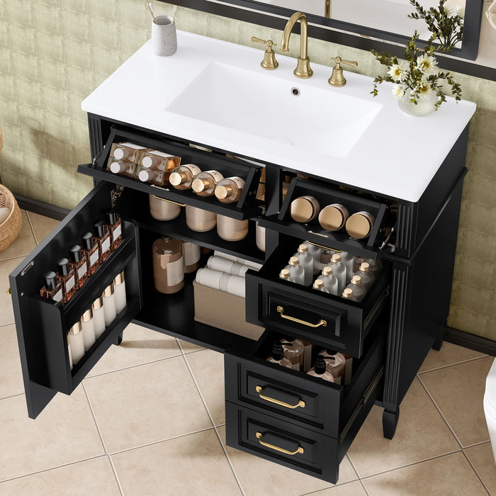 Modern Bathroom Vanity With Sink Top, Flip Drawer Design Hearth and Haven