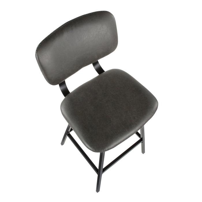 Foundry - Contemporary Barstool Zig Zag Stitching (Set of 2) - Black / Gray Lumi Source