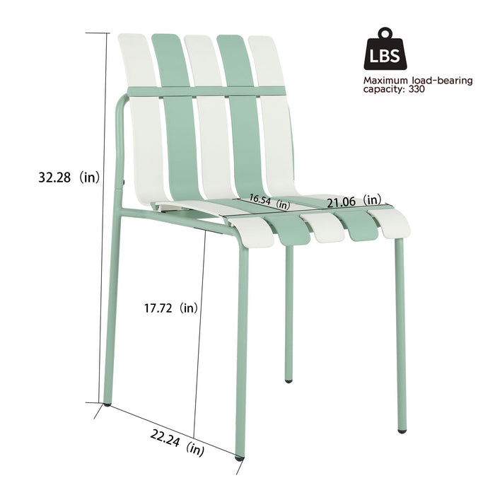 4 Piece Set Of Color Block Designed Single Chairs & Round Table - Cream White / Haze Green / White Home Essentials