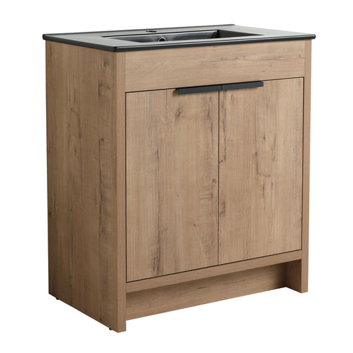 30" Freestanding Bathroom Cabinet With Basin & 2 Soft Close Doors - Imitative Oak Home Essentials