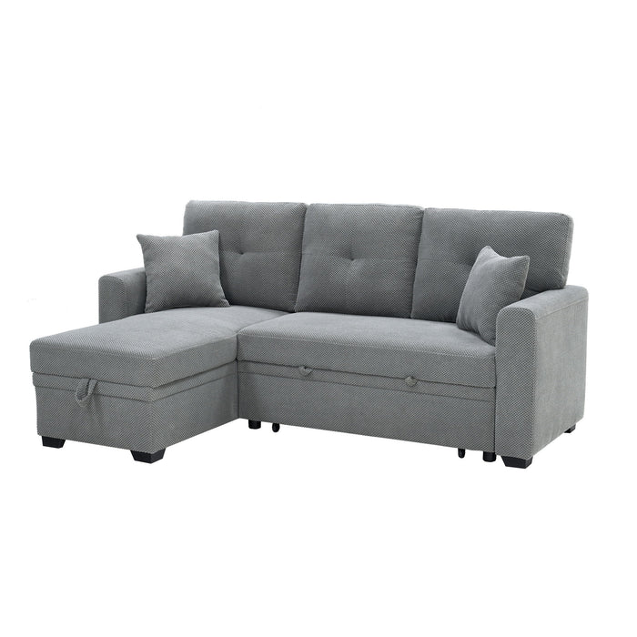 Sleeper Sectional Sofa With Pull Out Bed, Reversible Chaise, Hidden Storage Home Essentials