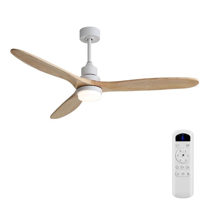 60" DC Motor Ceiling Fan With Light, 3 Blades, 18W LED 3 Color Dimmable With Memory, 6 Speed Lcd Remote Control, Reversible Motor, Timer Setting (1 / 4 / 8 H) - White Daily Nest