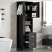 Freestanding Bathroom Storage Cabinet With Adjustable Shelves And Side Hooks Board, Rectangle Design Hearth and Haven